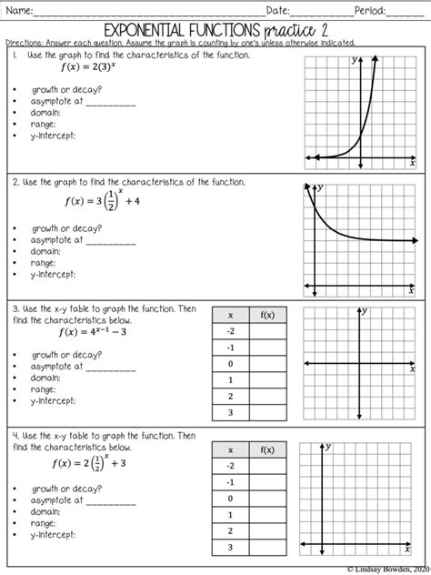 Exponential Functions Notes and Worksheets - Lindsay Bowden