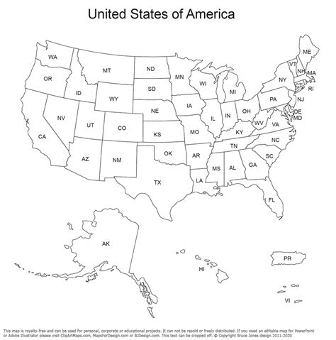 Free USA and Canada Printable Maps - Clip Art Maps