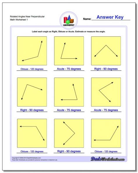 Angles, Right, Obtuse, Acute - Math Worksheets Printable