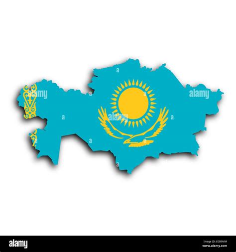 Map of Kazakhstan filled with the national flag Stock Photo - Alamy