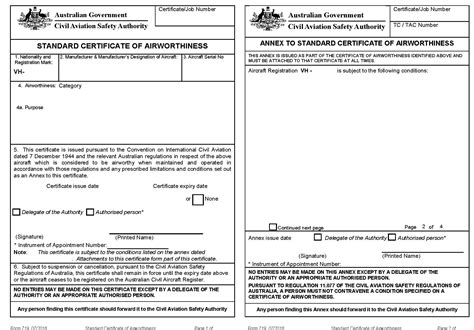 ACM — Standard Certificate of Airworthiness