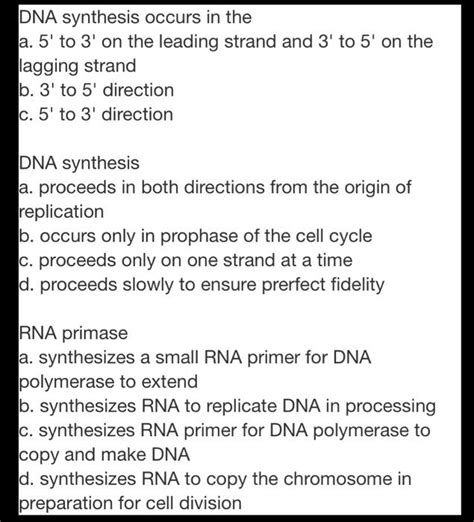 Solved DNA synthesis occurs in the a. 5' to 3' on the | Chegg.com