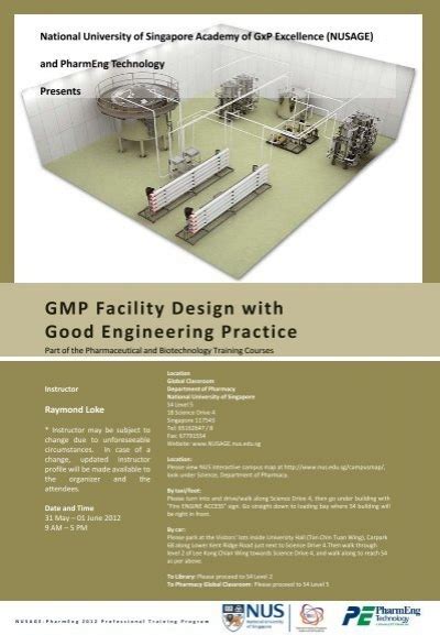 GMP Facility Design with Good Engineering Practice - NUSAGE ...