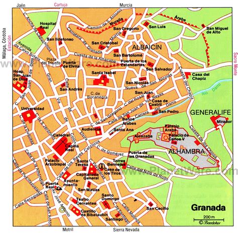 Granada Map - Tourist Attractions | Southern Spain | Pinterest ...