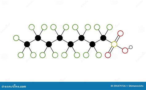 Perfluorooctanesulfonic Acid Molecule 3d, Molecular Structure, Ball And ...