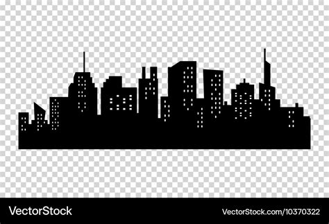 Black and white silhouette of big city skyline Vector Image