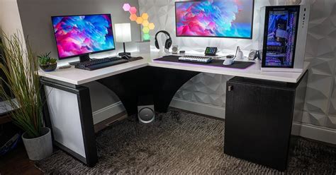 L Shaped Desk Gaming Setup Ideas - Countertop Alex Ikea Hackers Attach ...