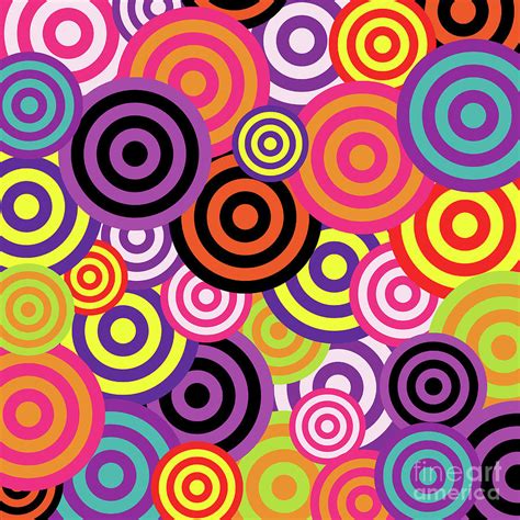 1960s Bright Psychedelic Circles Art Mixed Media by Luminosity - Fine ...