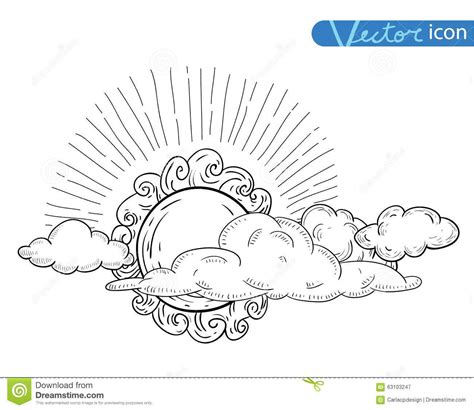 Sun With Clouds Doodle Hand Drawn Collection - Download From Over 56 ...