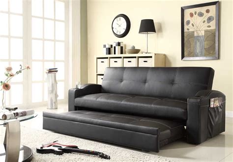 Fun Leather Pull Out Sofa Extra Long Chaise Lounge