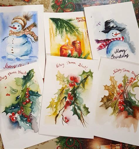 Original Watercolor Christmas Cards-variety Pack of 10 2 as a - Etsy UK