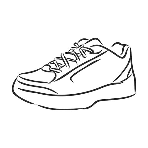 Premium Vector | Sneakers outline drawing. Black lines of sport shoe on ...