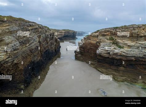 Aerial view of As Catedrais beach in north Spain Stock Photo - Alamy