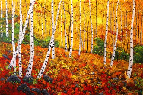 A Painting for You: "GRACEFUL BIRCH TREES IN AUTUMN" ORIGINAL ART by ...