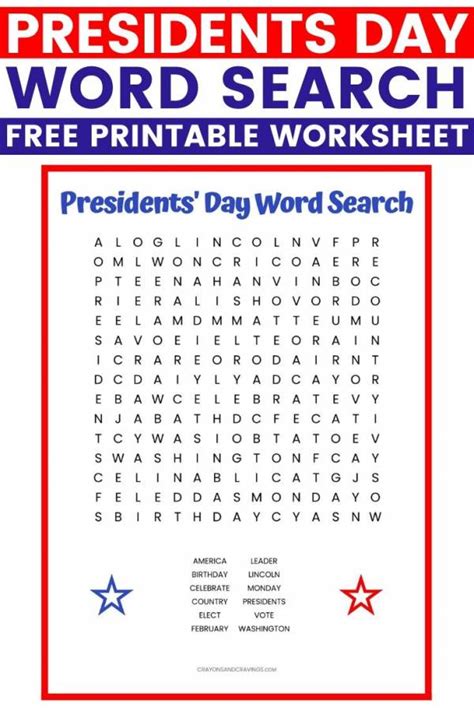 Presidents’ Day Word Search Printable – Lesson Plans