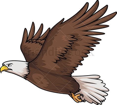 Flying Bald Eagle Cartoon Clipart Vector - FriendlyStock