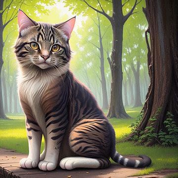 A Cat In Garden Painting Generative Ai Illustrations Background, Paint ...