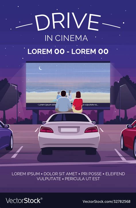 Drive in cinema poster template Royalty Free Vector Image