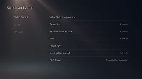 PlayStation 5 video settings