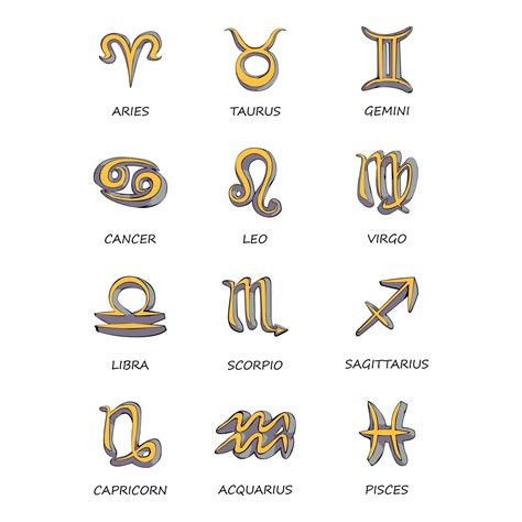 Twelve zodiac signs flat cartoon vector illustrations set. Celestial ...