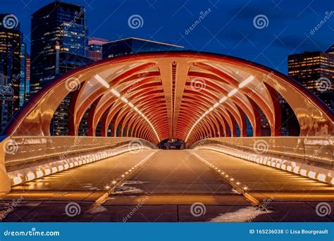 Peace Bridge Glowing at Night Editorial Stock Photo - Image of night ...