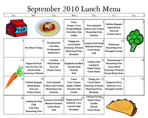 Lunch Menu Printable