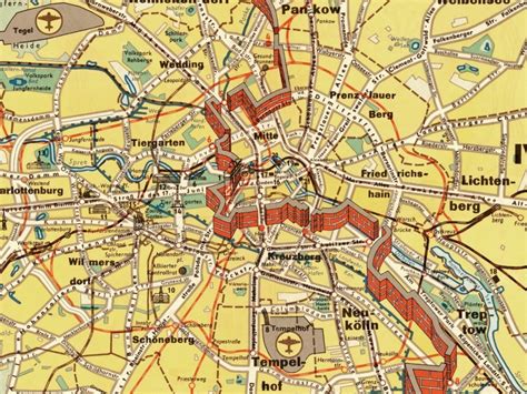 Vintage Map of Berlin Wall 1962