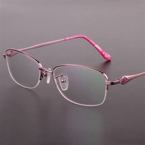 Designer Glasses Titanium Eyeglasses Frame Women Half frame Myopia ...