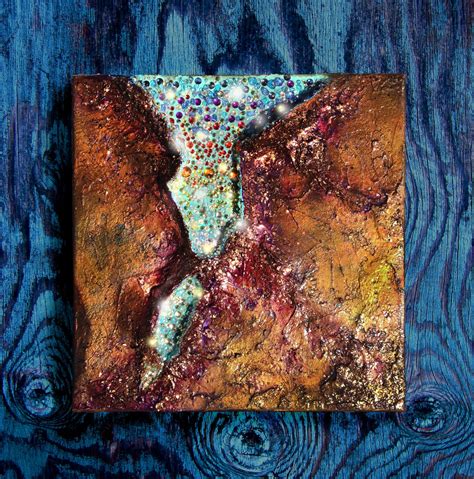 Small Abstract Painting Glass Wall Art Rhinestones Art