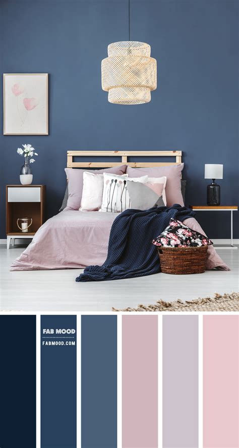 Blush Mauve and Blue Grey Bedroom Colour Scheme, navy blue colour Mauve ...