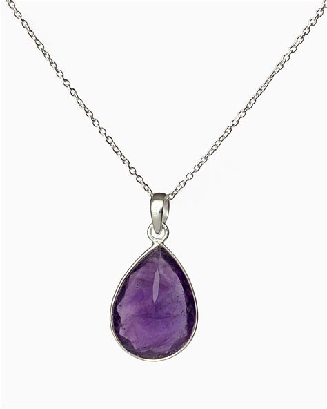 Large Amethyst Pendant Necklace - Veda Jewelry