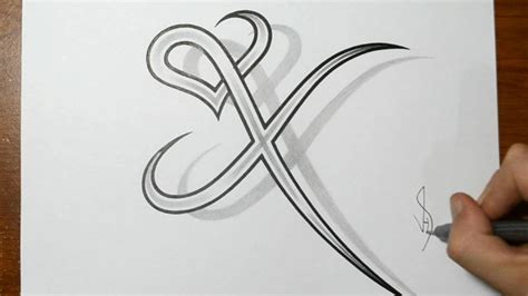 Drawing Letter X Combined with a Heart Design - YouTube