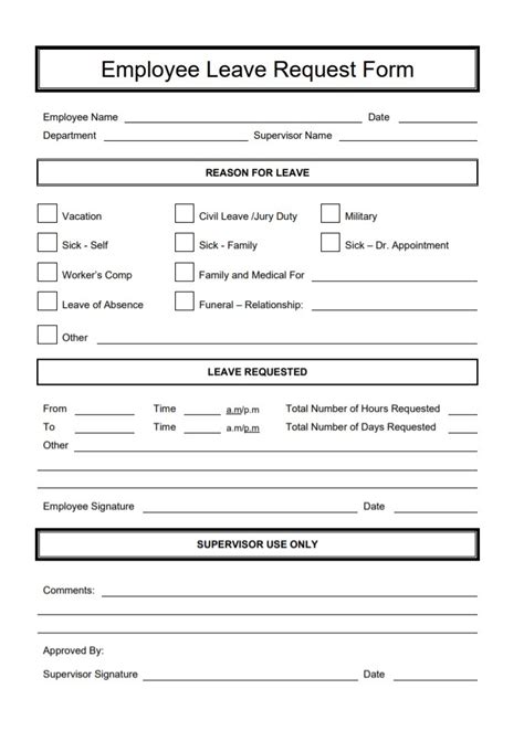 Sample Leave Application Form | Free Word Templates