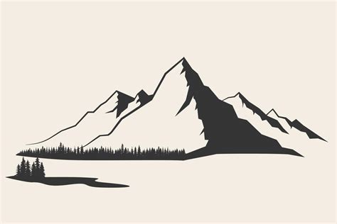 Mountain vector illustration. Old style black and white mountain vector ...