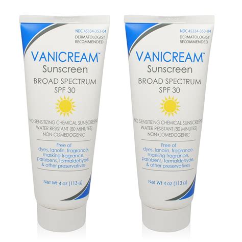 Vanicream Sunscreen Sensitive Skin SPF 30 4-Oz (Pack of 2)