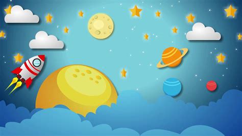 Cartoon Background - Space Ship and Planets 3439676 Stock Video at Vecteezy