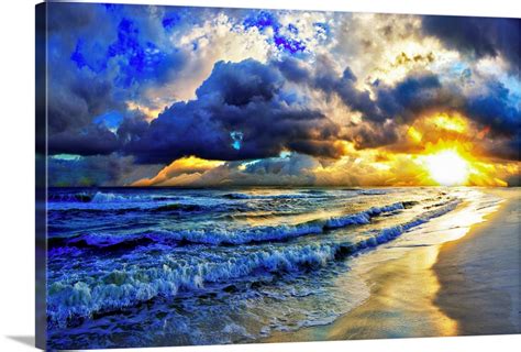 Ocean Sunset Landscape Beautiful Beach Sunrise Wall Art, Canvas Prints ...