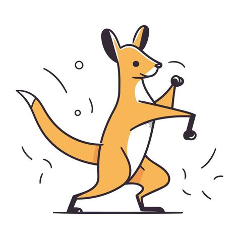 Funny kangaroo running with a stick. Vector illustration. 32926562 ...