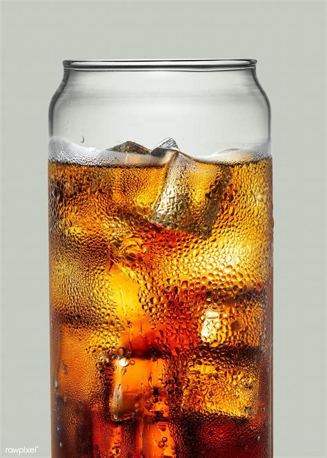 Download premium psd of Cold carbonated drink over ice cubes in a can ...