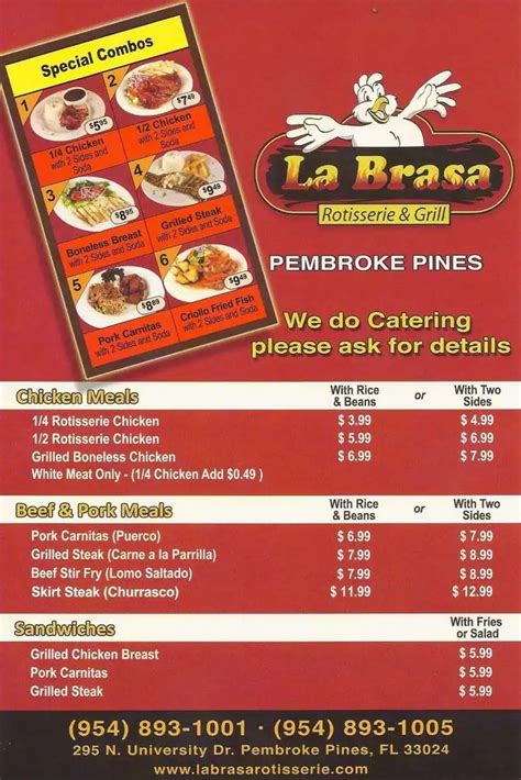 Carta del restaurante La Brasa Pembroke Pines, Pembroke Pines