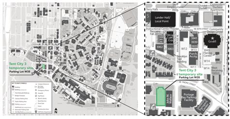 A map showing the temporary location of Tent City 3 during their stay ...