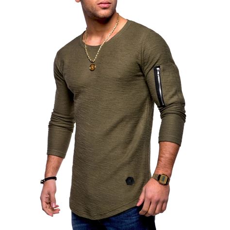 Fashion Men's Slim Fit O Neck Long Sleeve Muscle Tee T shirt Casual ...