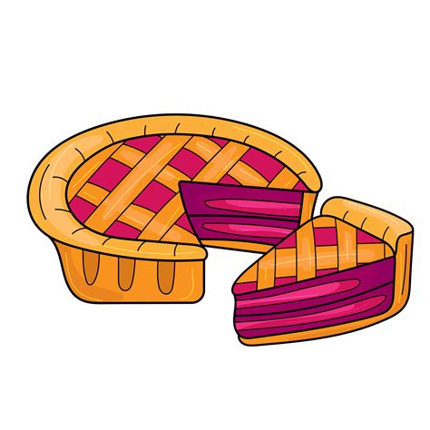 Cute cartoon pie. Cherry or bleuberry pie drawing. Cartoon image of ...