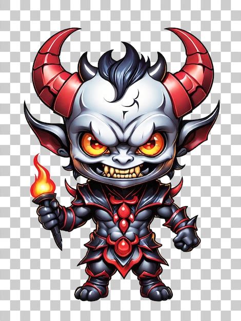 Premium PSD | Chibi demon with horns cartoon character llustration on ...