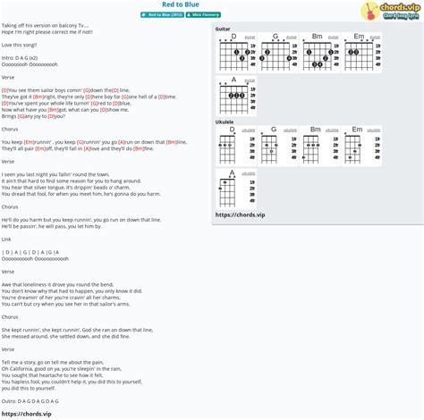 Chord: Red to Blue - tab, song lyric, sheet, guitar, ukulele | chords.vip