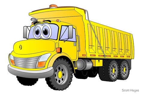 "Yellow Dump Truck 3 Axle Cartoon" by Scott Hayes | Redbubble