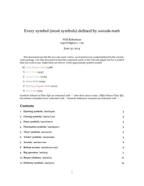 Every symbol (most symbols) defined by unicode-math