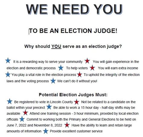 Election Judge Qualifications – Lincolncounty Website