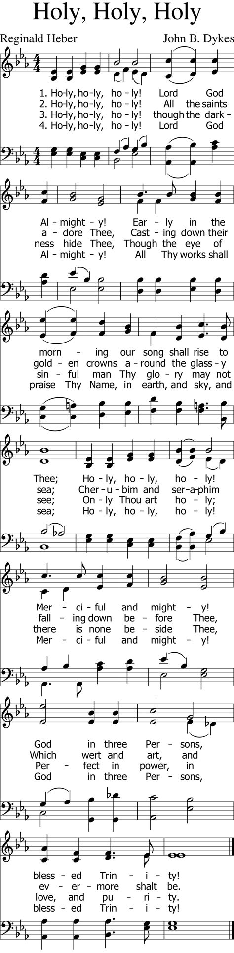 #004: Holy, Holy, Holy sheet music | Mobile Hymns