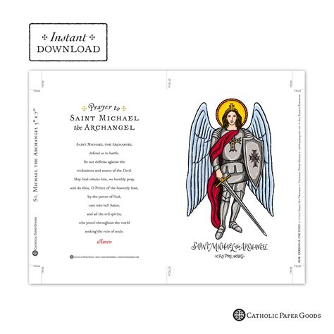 St. Michael the Archangel Prayer Card, Art Print, Instant Download, DIY ...